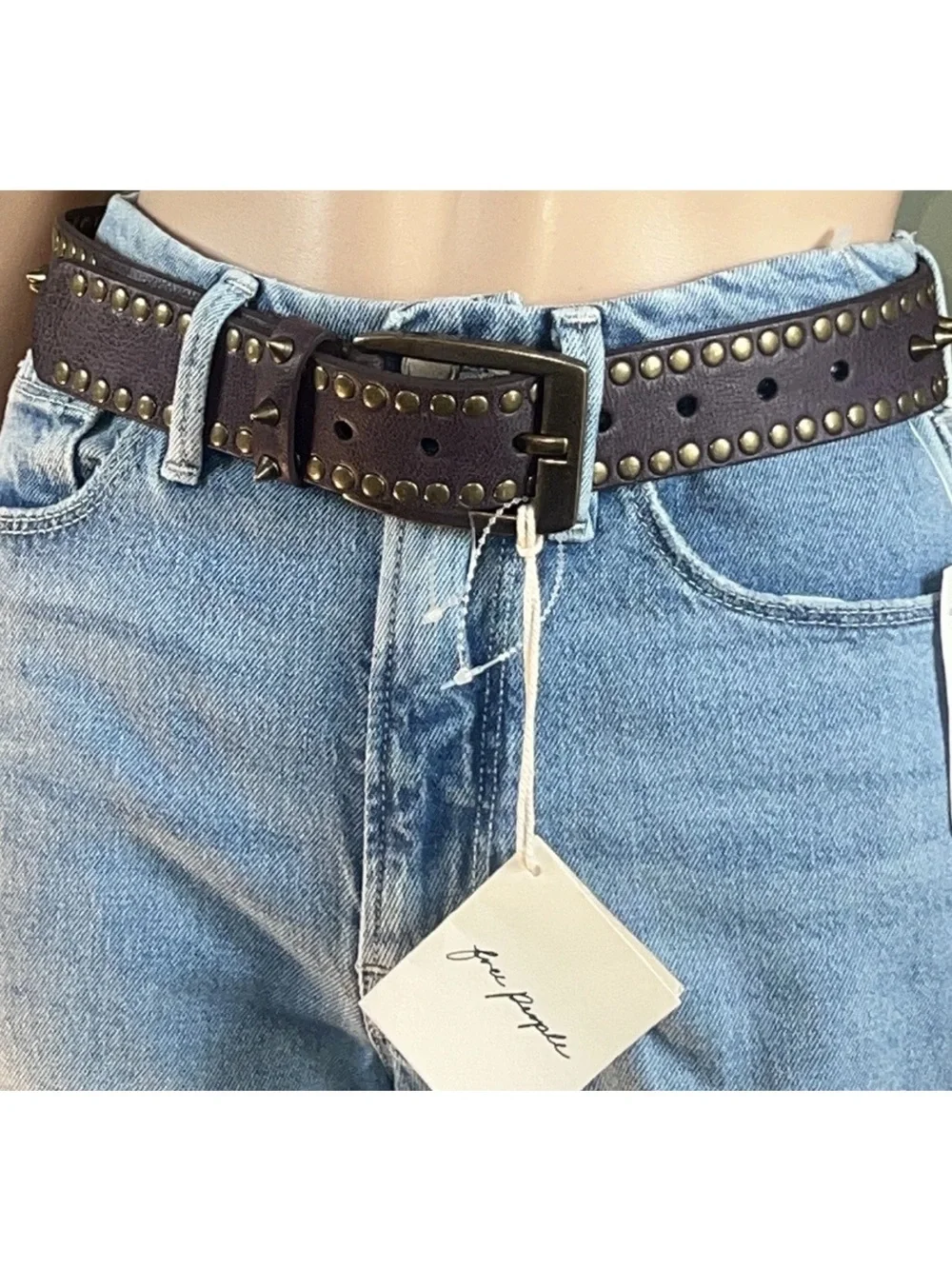 Free People Vertigo Studded Brown Belt nwt M/L